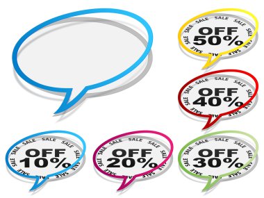 collection of discount chat stickers clipart