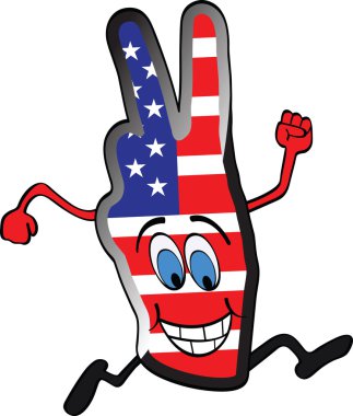 victory hand running clipart