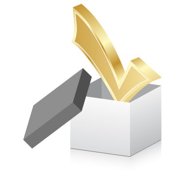 opne box with check icon clipart