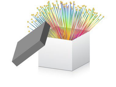 open box with optical fiber inside clipart