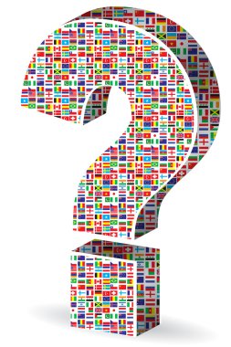 question mark with world flags pattern clipart