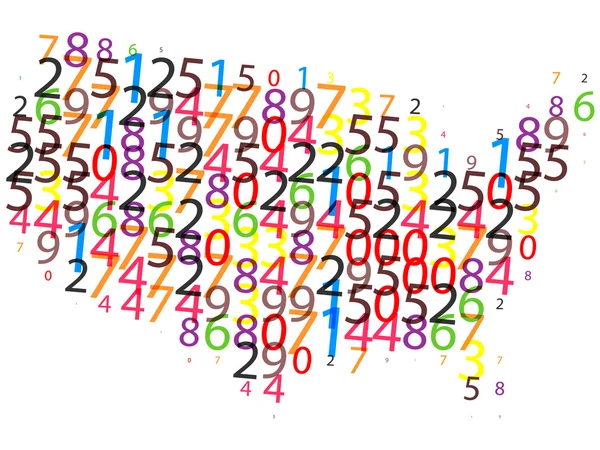 숫자의 만든 미국 지도 — 스톡 벡터