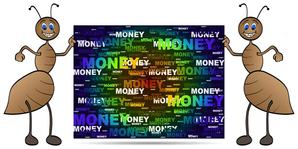 Ant with money banner — Stock Vector