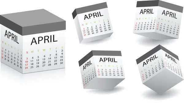 Vit ruta med april kalender på den — Stock vektor