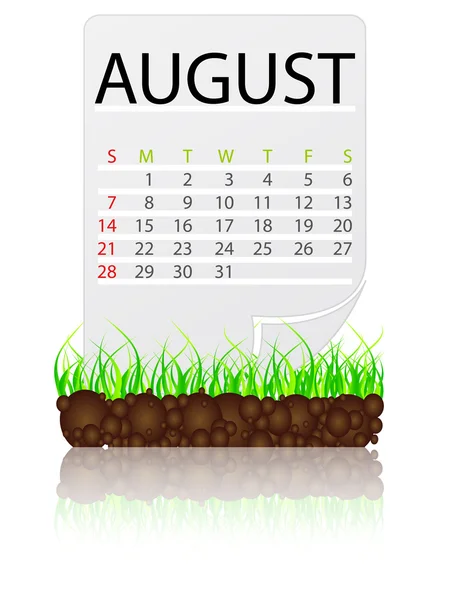 Kalender augusti — Stock vektor