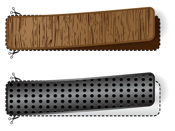 金属と木のバナー — ストックベクタ