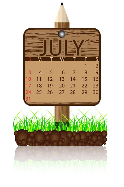Bandera del calendario julio — Archivo Imágenes Vectoriales