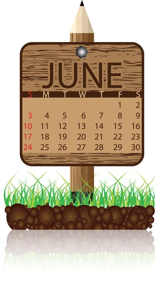 Calendário banner junho — Vetor de Stock