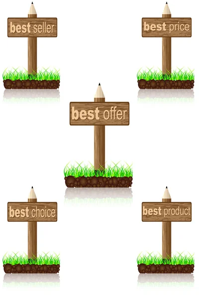 Trä banner bästa produkt — Stock vektor