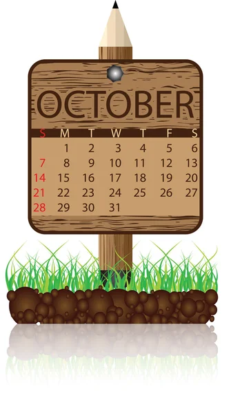 Kalenderblatt Oktober — Stockvektor