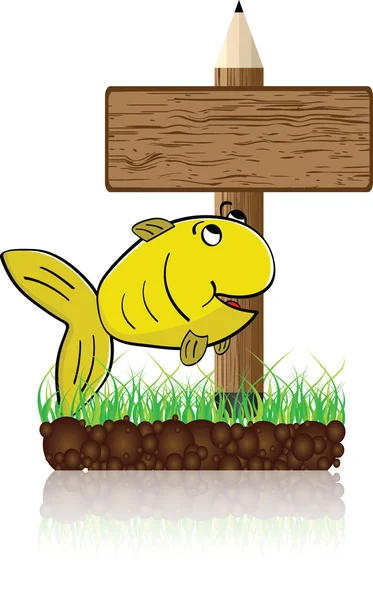 Holzbanner mit Fischen — Stockvektor