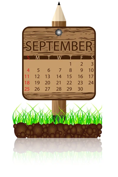Nápis kalendář září — Stockový vektor