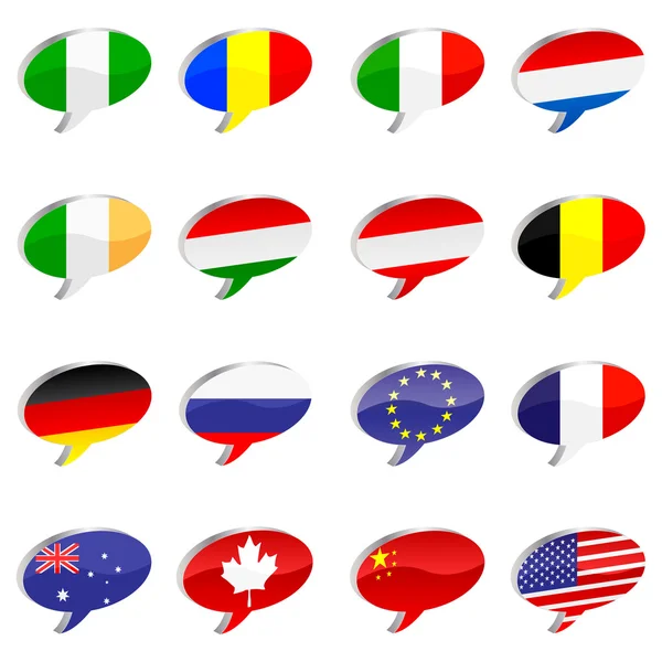 Icone di chat con bandiere — Vettoriale Stock
