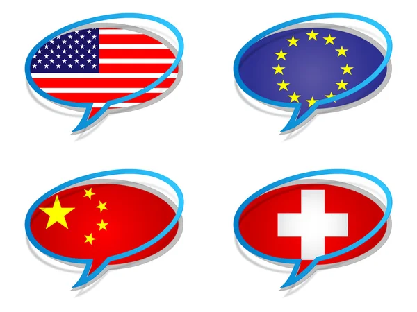 Chat icons with flags — Stock Vector