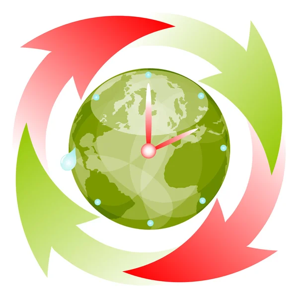 在全球各地的绿色和红色箭头 — 图库矢量图片