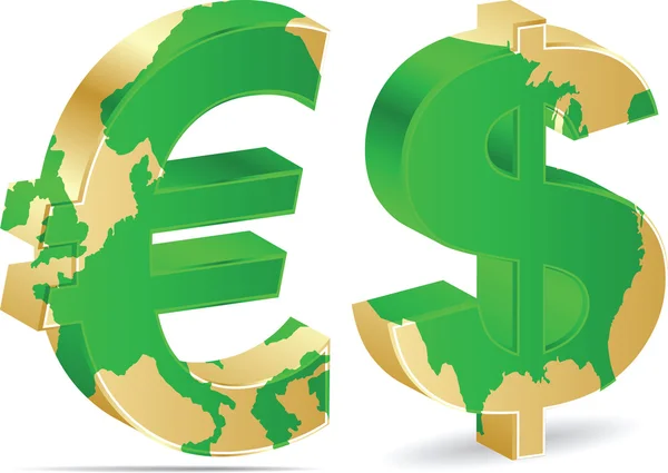 Symbol dolaru a eura — Stockový vektor