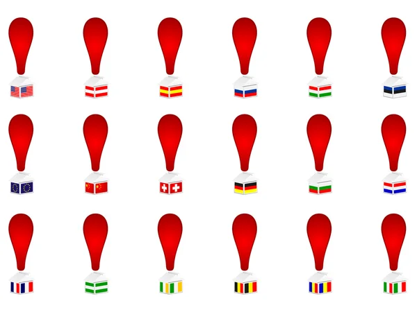 感叹号标志与世界各国国旗 — 图库矢量图片