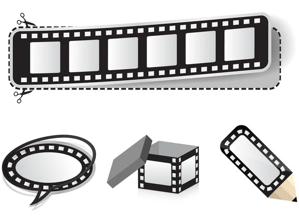 Iconos de rayas de película — Vector de stock