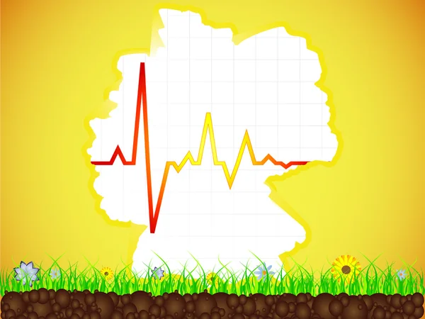 Mapa alemão com pulso cardíaco — Vetor de Stock