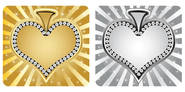 Guld och silver heart banner — Stock vektor