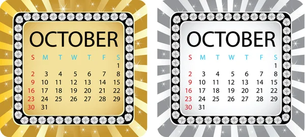 Calendario octubre — Vector de stock