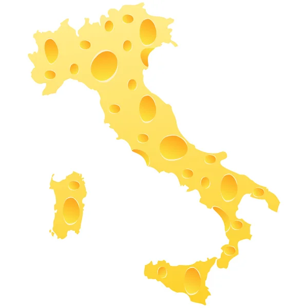 Italiaanse kaart gemaakt van kaas — Stockvector
