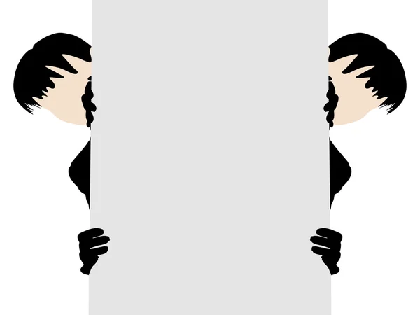 Woman behind a white paper — Stockvector