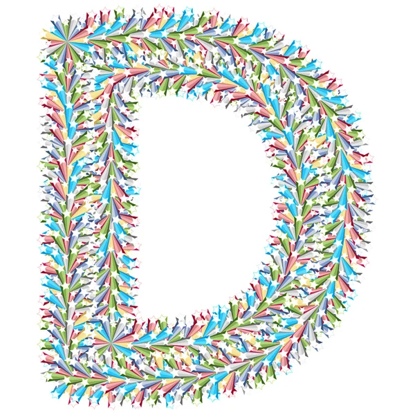 Colorful letter d made of stars — Stock Vector