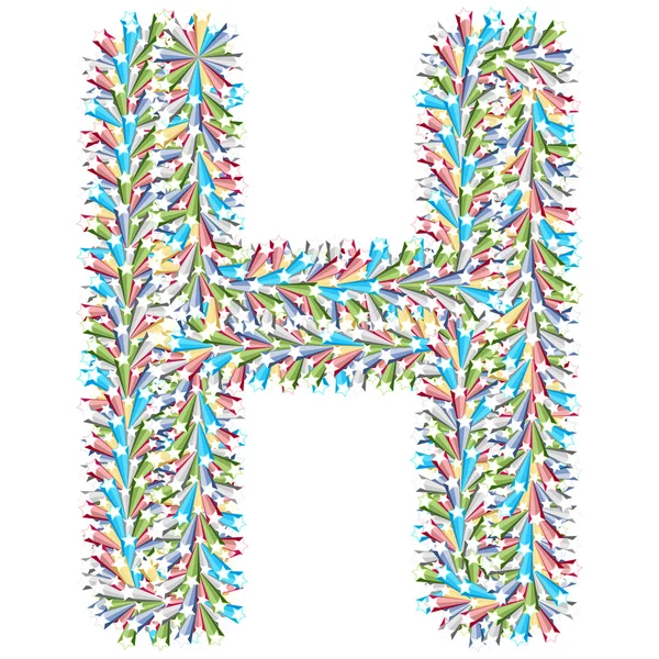 Красочная буква h из звезд — стоковый вектор