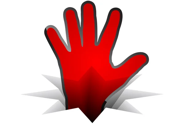 Czerwony ludzkiej dłoni — Wektor stockowy