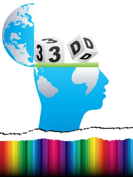 Open mind thinking to 3d — Stock Vector