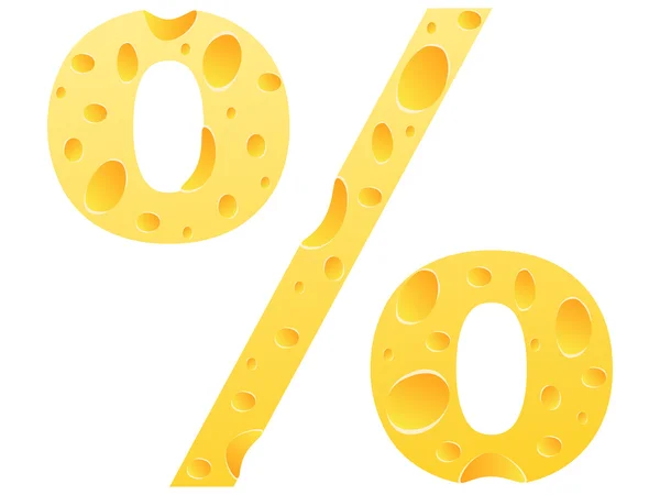 Icono porcentual hecho de queso — Vector de stock