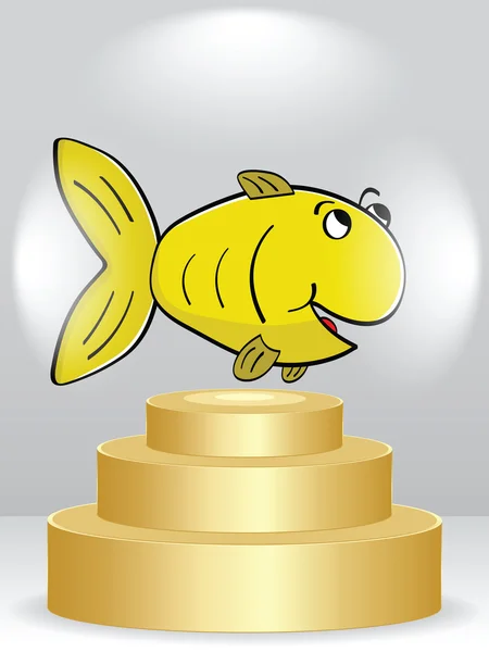 Ikan emas di podium - Stok Vektor