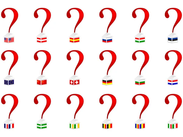 Fråga tecken med världens flaggor — Stock vektor