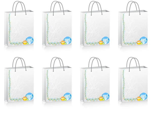 Shopping bag with different percent discount — Stock Vector