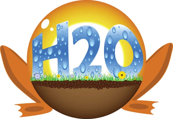 Sunshine ball with h2o text — Stock Vector