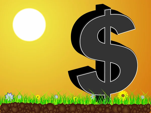Sonnenschein-Blick mit Dollar vorn — Stockvektor