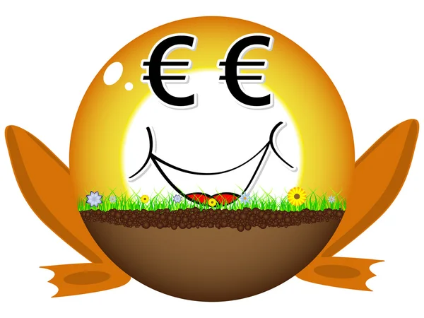 Słońce piłkę z twarzy euro — Wektor stockowy