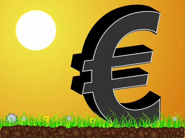 Sunshine view with euro in front — Stock Vector