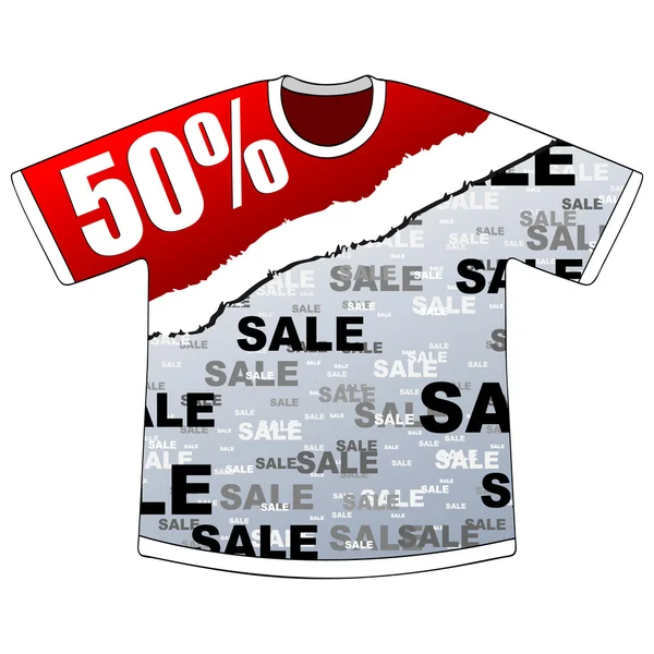 50% de descuento en camiseta — Vector de stock
