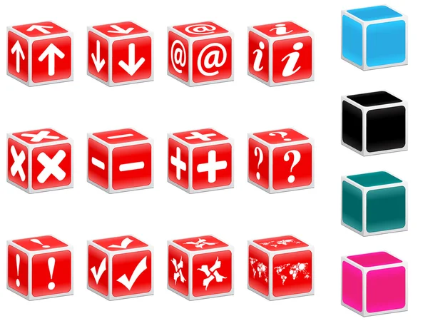 Caixas vermelhas com ícones web —  Vetores de Stock