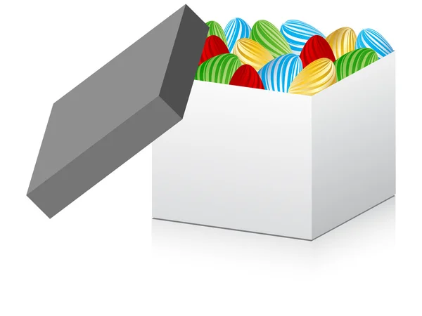 Boîte ouverte avec egss brillant — Image vectorielle