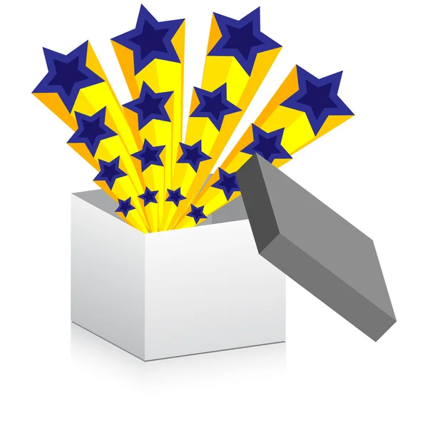 Avrupa yıldızlar ile kutusunu açmak — Stok Vektör