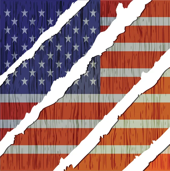 Bandiera americana texture in legno — Vettoriale Stock