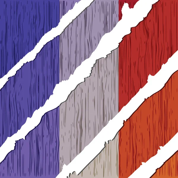 Dřevěná konstrukce vlajky Francie — Stockový vektor