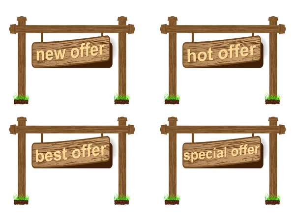 Wooden banners with offer text — Stock Vector