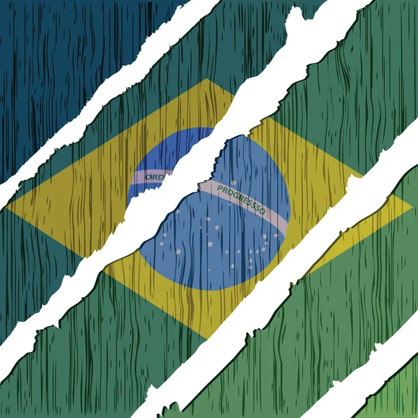 Drapeau brésilien texture bois — Image vectorielle