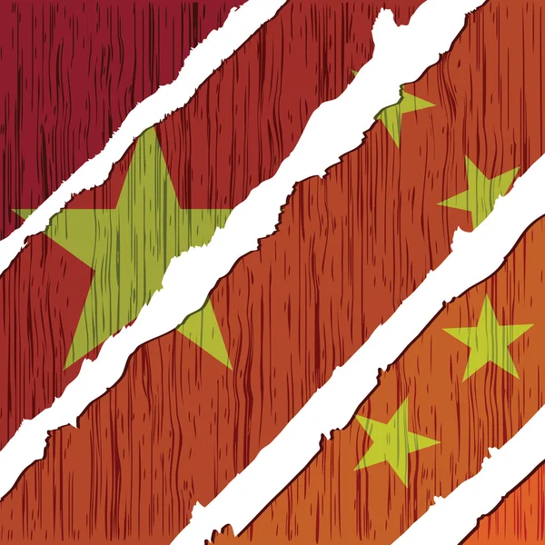 Cina bandiera texture in legno — Vettoriale Stock