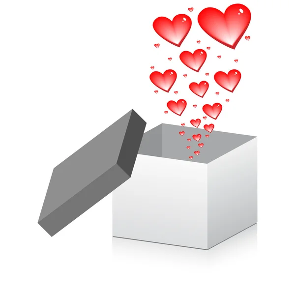 Coeurs se levant de la boîte ouverte — Image vectorielle