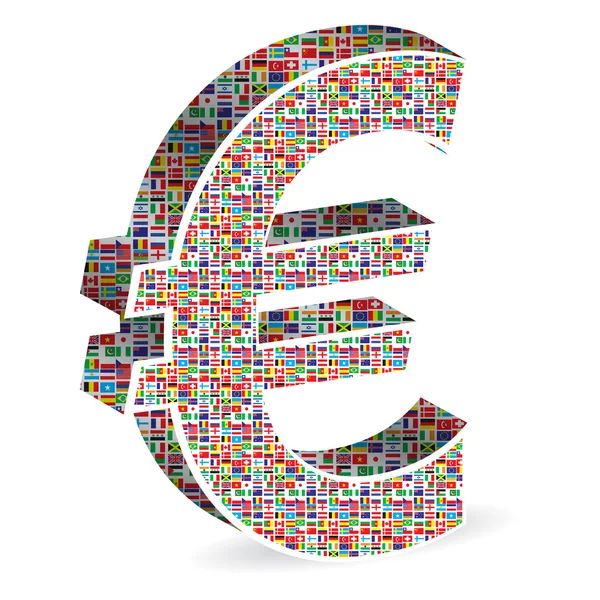 Euro con bandiere mondiali — Vettoriale Stock